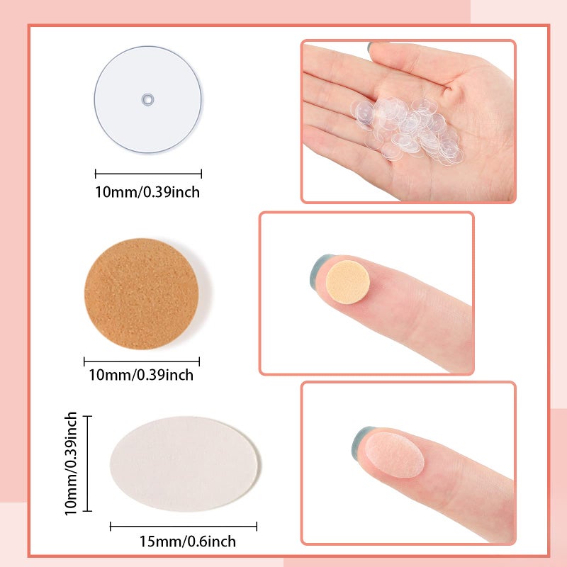 Hicarer 300 Pieces Mixed Earring Support Patches Invisible Earring Lifters White Earlobe Support Patches Waterproof Earring Support Pads Silicone Earring Stabilizers for Supporting Large Heavy Earrings - Image 2