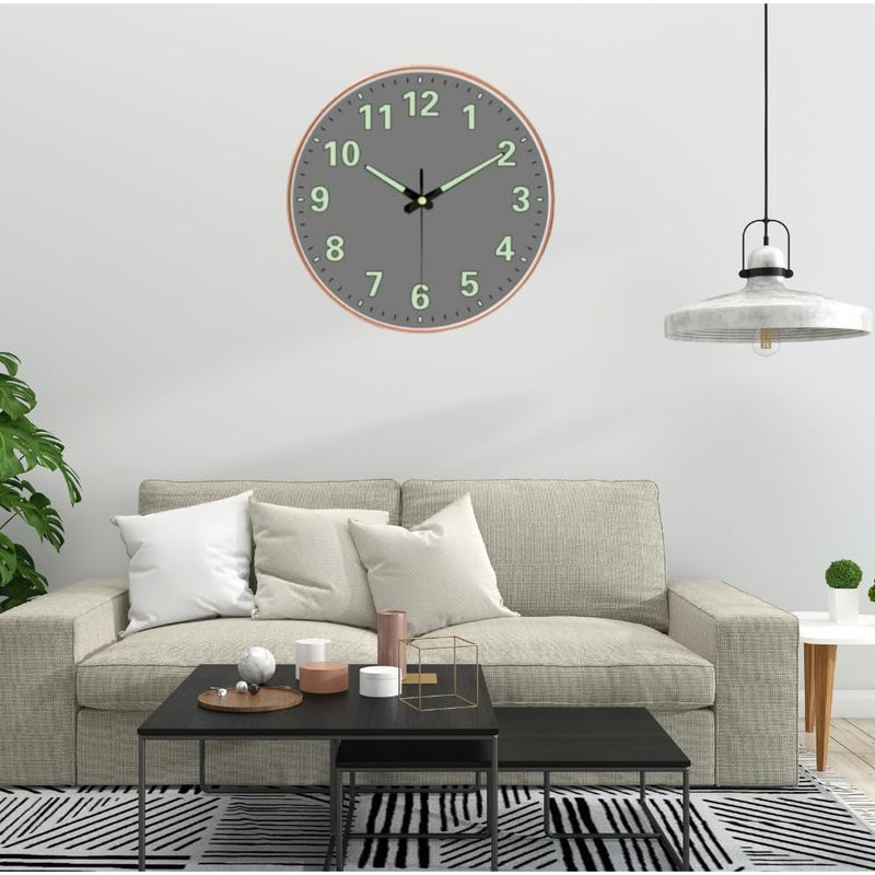 ZEPOLI - Radium Digital Wall Clock 12-Inch Analog Stylish Silent Non-Ticking Modern Battery-Operated Night Light Easy-to-Read Numbers for Home Hall Living Room, Bedroom (Radium Grey Round) - Image 4