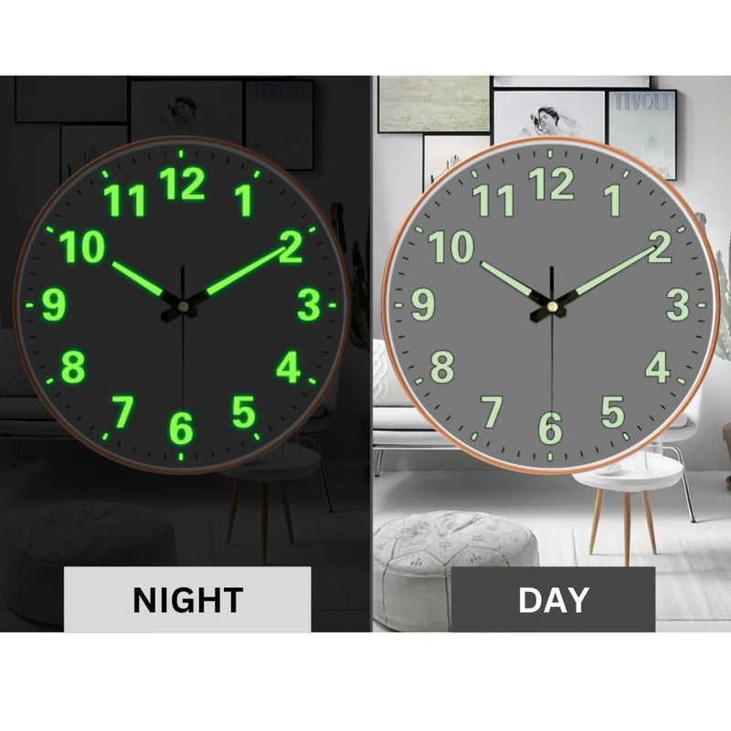 ZEPOLI - Radium Digital Wall Clock 12-Inch Analog Stylish Silent Non-Ticking Modern Battery-Operated Night Light Easy-to-Read Numbers for Home Hall Living Room, Bedroom (Radium Grey Round) - Image 3