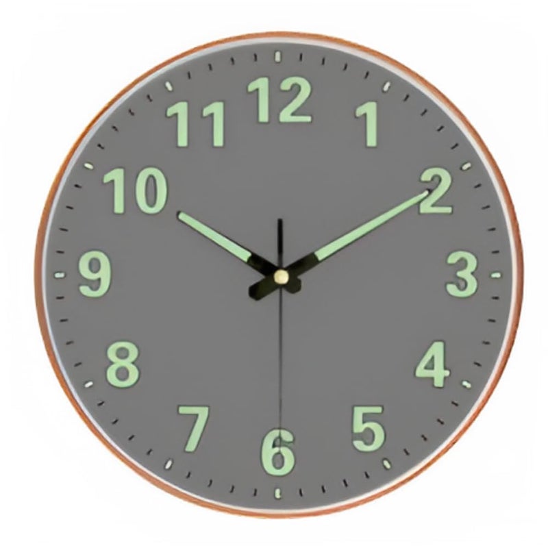 ZEPOLI - Radium Digital Wall Clock 12-Inch Analog Stylish Silent Non-Ticking Modern Battery-Operated Night Light Easy-to-Read Numbers for Home Hall Living Room, Bedroom (Radium Grey Round) - Image 1