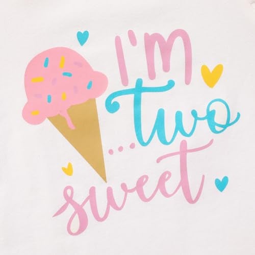 Viworld Toddler Baby Girl Clothes Two Sweet Birthday Outfit Short Sleeve Ruffle Top +Donut Skirts 2nd Birthday Outfits girl 3Pcs - Image 3
