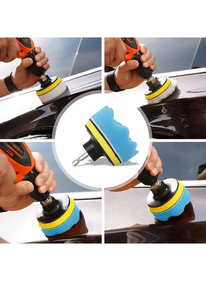 38pcs 3 Inch Foam Polishing Pad Set Car Drill Bit With Fleece Pads For Headlight Repair Kit Car Detailing Supplies As Shown 1set - Image 1
