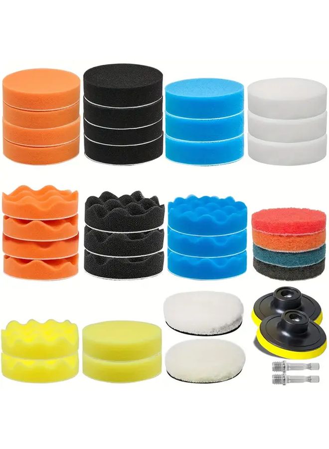 38pcs 3 Inch Foam Polishing Pad Set Car Drill Bit With Fleece Pads For Headlight Repair Kit Car Detailing Supplies As Shown 1set - Image 4