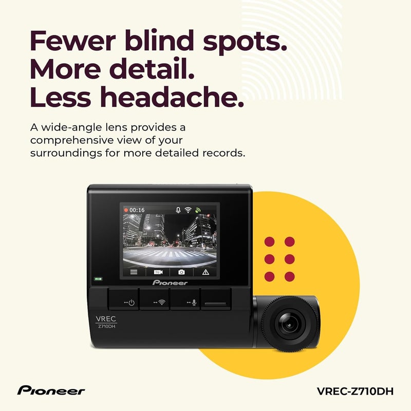 Pioneer Pioneer VRECZ710DH  HighDefinition Dash Cam 4K Ultra HD Recording DualChannel GPS Tracking WiFi Connectivity and Advanced Driver Assistance Systems - Image 3