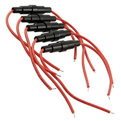 Unifizz Replacement Fuse 5pcs 5x20mmGlass Fuse Holder Screw Type 5x20mm with 22 AWG Wire Cable 250V 5x20mm Glass Fuse Tube Fuse Casing - (AMP: 5x20 Fuse Holder) - Image 1