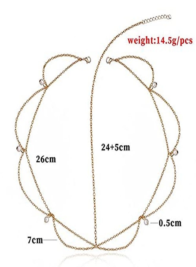 Cerun 1 Pcs PremiumPearl Head Chain Jewelry Gold Hair Chain Boho Headpiece Festival Hair Jewelry for Women and Girls - Image 2