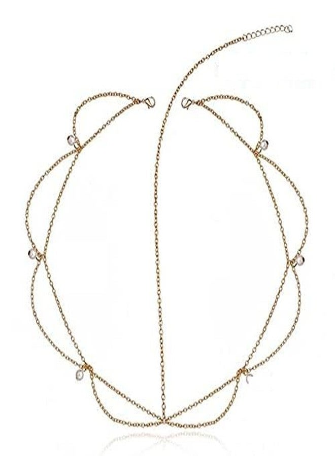 Cerun 1 Pcs PremiumPearl Head Chain Jewelry Gold Hair Chain Boho Headpiece Festival Hair Jewelry for Women and Girls - Image 1