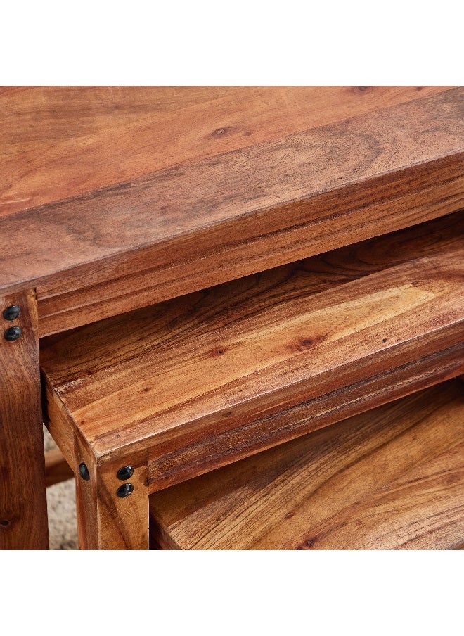 Home Box Arya Solid Wood Nest of Tables - Set of 3  - Image 4