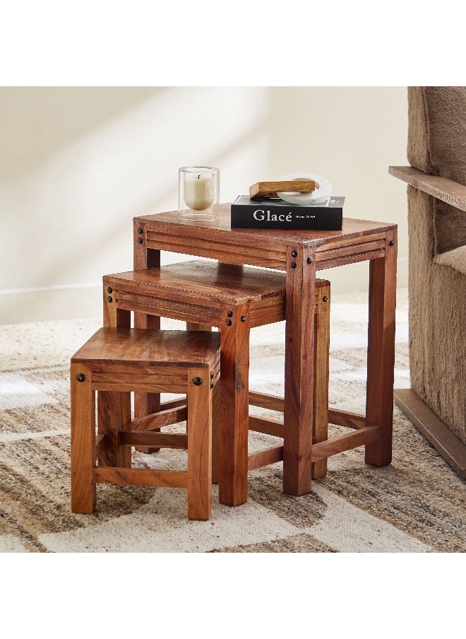 Home Box Arya Solid Wood Nest of Tables - Set of 3  - Image 1