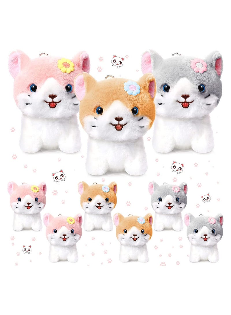 9 Pcs Mini Cats Plush Toy Kitten Stuffed Animals Stuffed Cats Lot Tiny Stuffed Kitten Soft Plush Cats Doll Hanging Pendant Ornament for Backpacks Handbags Keychains Pencil Cases  - Image 1