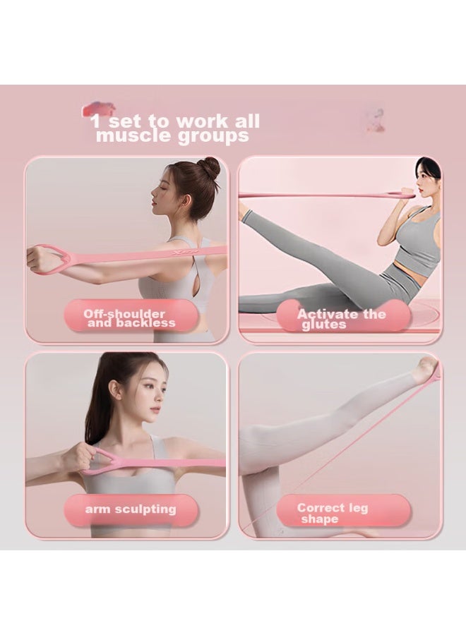 XTEP Xtep Elastic Band Resistance Band 8-shaped Women's Back Exercise Open-back Pulling Rope Yoga Fitness Equipment Home Stretching Band Silicone Purple - Image 3