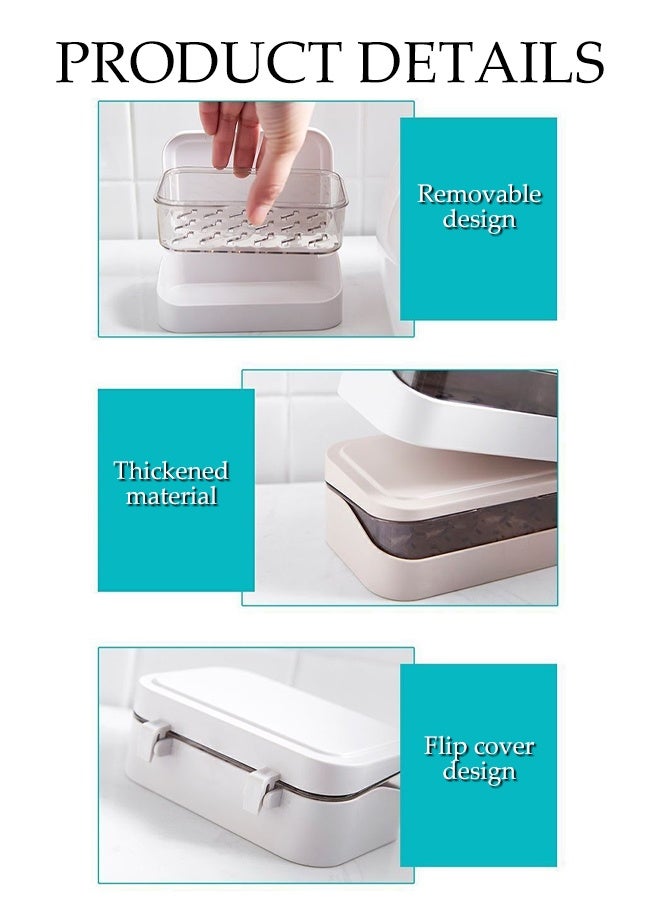 DUNISO حافظة صابون للسفر، صندوق صابون محكم الإغلاق مع غطاء، طبق صابون بلاستيكي، مع طبقة تصريف، حامل صابون قابل للإزالة والغسل، مضاد للغبار ومقاوم للماء، للاستخدام في الصالة الرياضية، المدرسة، التخييم - Image 3