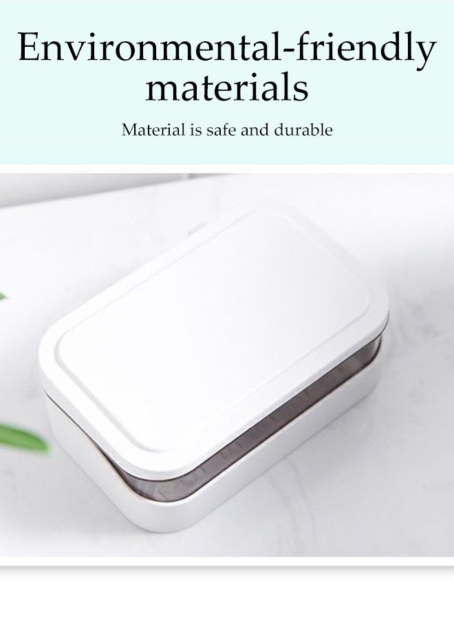 DUNISO حافظة صابون للسفر، صندوق صابون محكم الإغلاق مع غطاء، طبق صابون بلاستيكي، مع طبقة تصريف، حامل صابون قابل للإزالة والغسل، مضاد للغبار ومقاوم للماء، للاستخدام في الصالة الرياضية، المدرسة، التخييم - Image 4