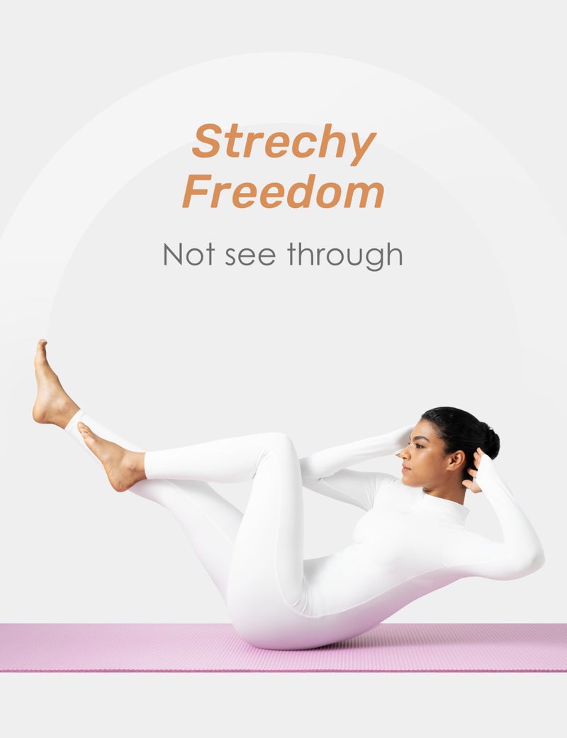speerise Women Long Sleeve One Piece Workout Jumpsuit Romper Bodysuit Tummy Control Body Suits Jumpers thermal friendly layer for snow, ski recovery White S - Image 5
