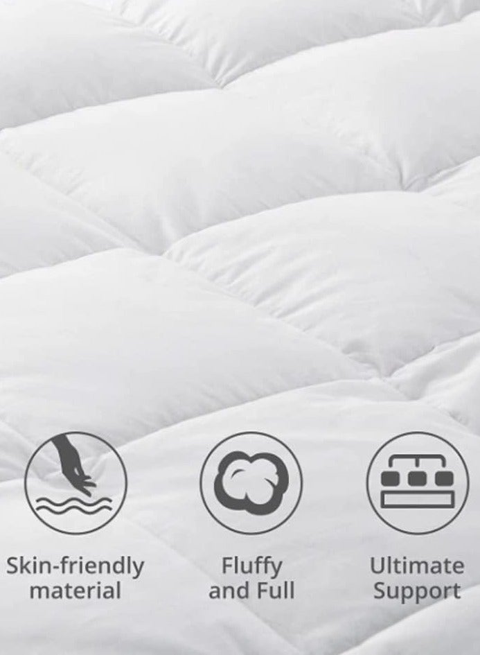 COMFY WHITE FIBER FILLED COTTON KINGSIZE MATTRESS TOPPER 200 X 200 CM - Image 2