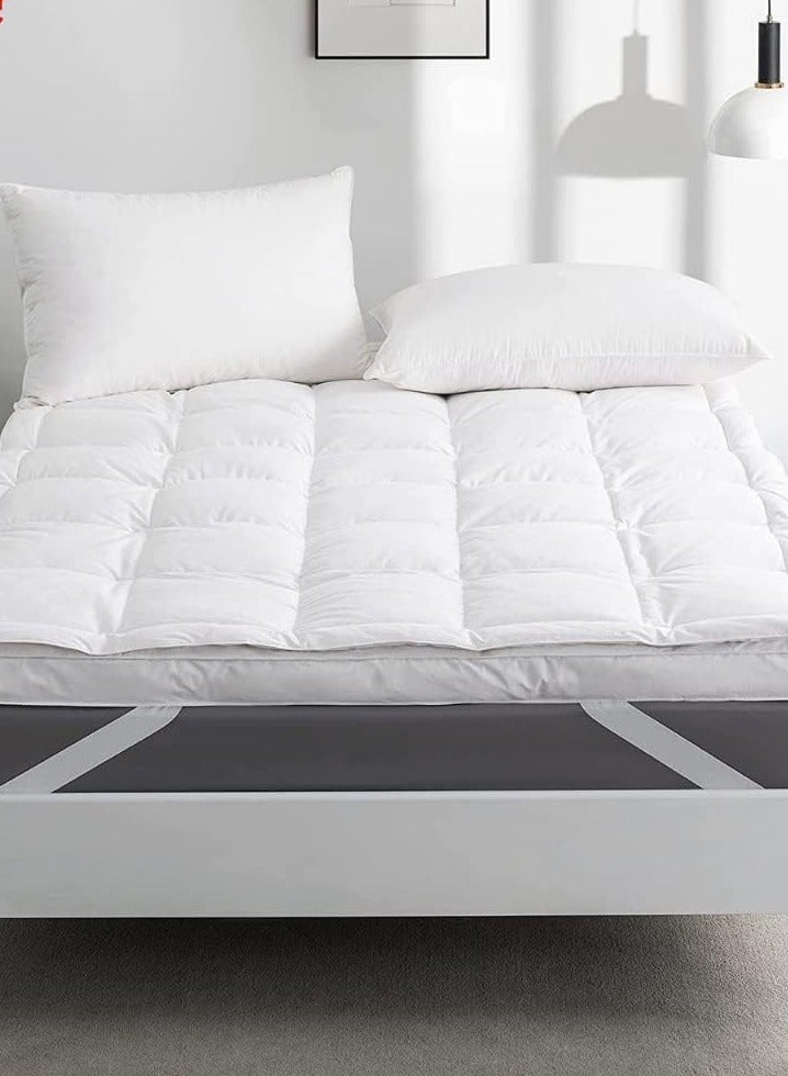 COMFY WHITE FIBER FILLED COTTON KINGSIZE MATTRESS TOPPER 200 X 200 CM - Image 1