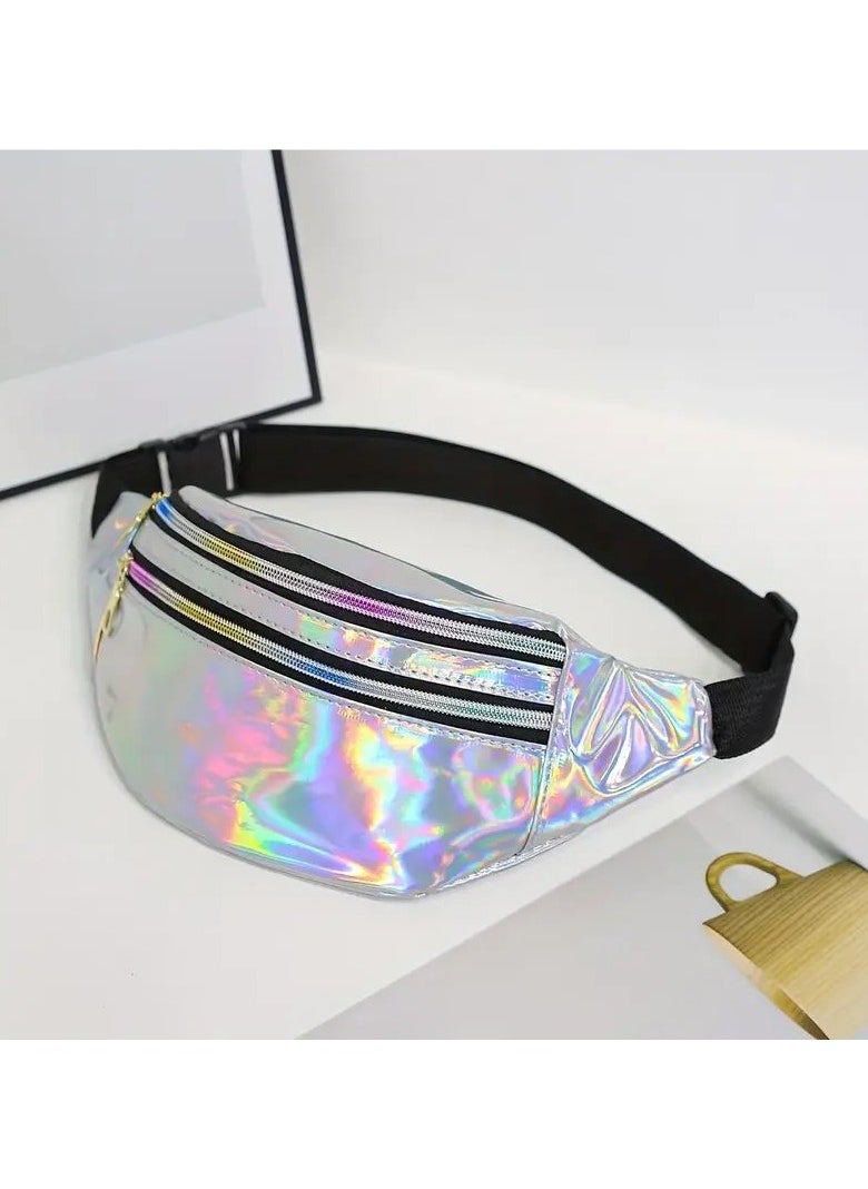 Goolsky Lei She Waist Bag Color Laser Lei She Waist Bag Chest Bag Diagonal Shoulder Bag Single Shoulder Bag Outdoor Leisure Fashion Trend Very Cool Mobile Phone Bag Waist Bag  - Image 1