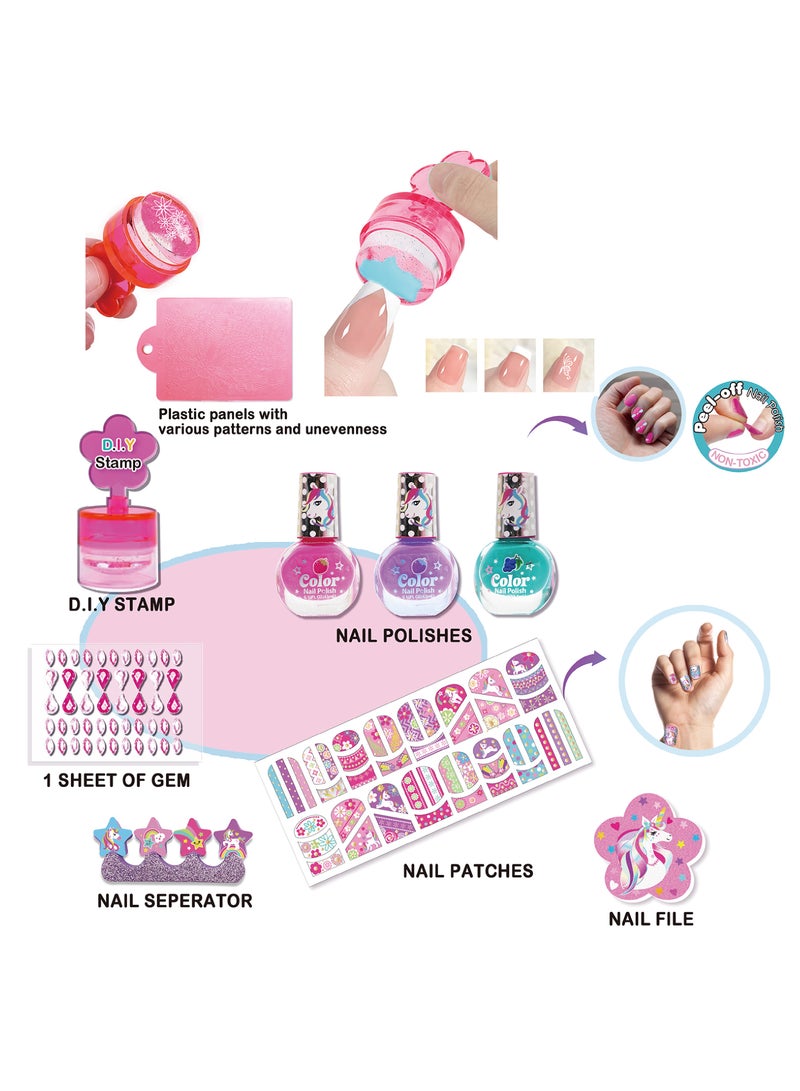 Remy Belle D.I.Y Stamp and Manicure Beauty Gift for Girls Daughter Birthday for age 5, 6,7,8,9,10 Handmade Press on Nails Nail Polish Bottle Professional Nail Files - Image 2