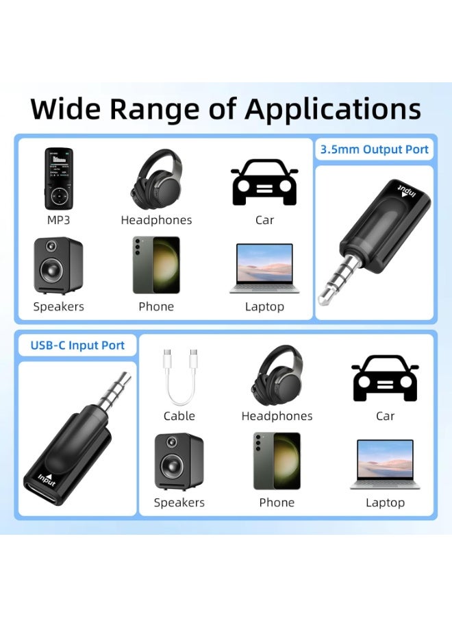 2PCS Type-C to 3.5mm Audio Adapter, DAC HiFi Converter, Type-C Female to 3.5mm Male Jack for Headphones, USB C to 3.5mm Female Headphone Jack Adapter, Compatible with Android Phones, Laptops, Tablets ﻿ - Image 2