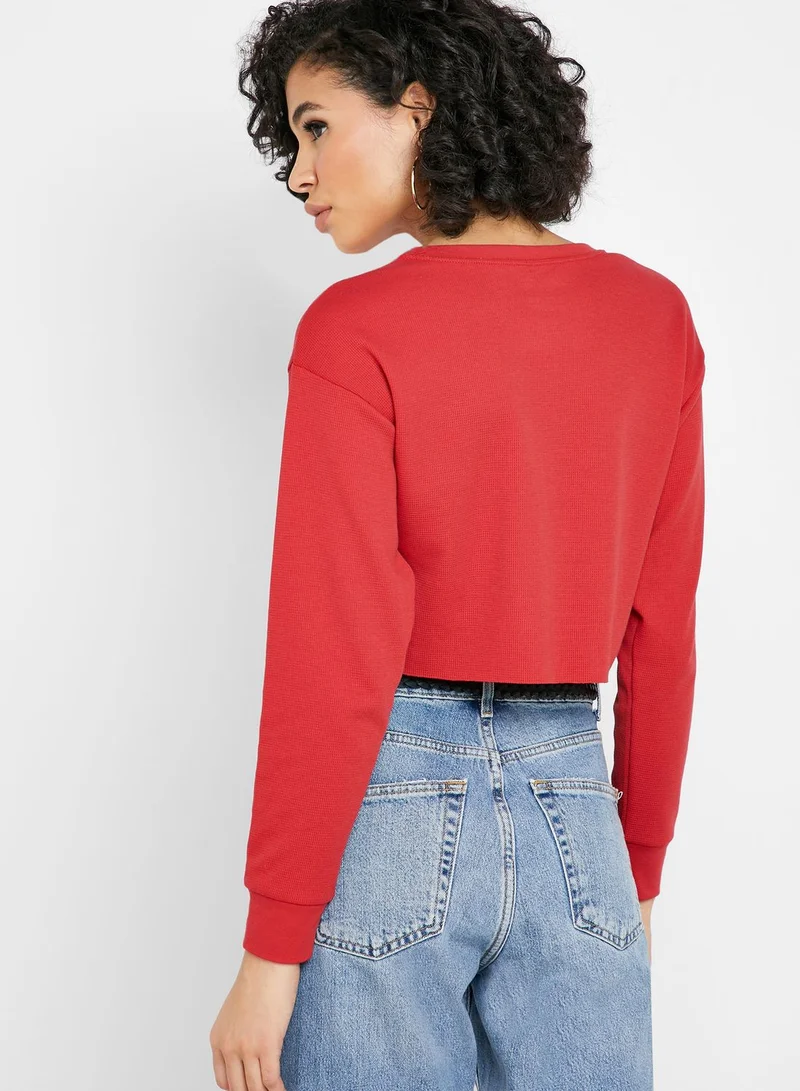 FOREVER 21 Coca Cola Crop Long Sleeve T-Shirt