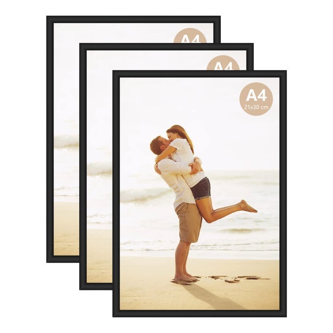 A4 PHOTO PICTURE FRAME 21 X 30 CM ALUMINUM BLACK CERTIFICATE FRAMES FOR WALL TABLETOP DISPLAY HORIZONTALLY OR VERTICALLY SET OF 3
