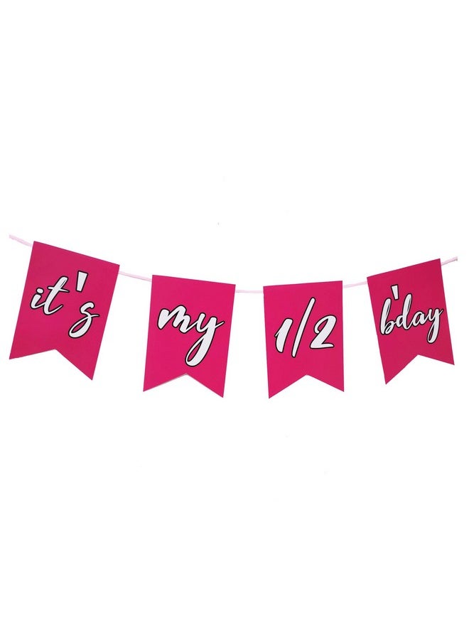 Funcart Funcart Pink Crown Princess It's My 1/2 Birthday Banner for Half Birthday Decoration/Half Birthday Decoration/6 Month/Half Way to One  - Image 2