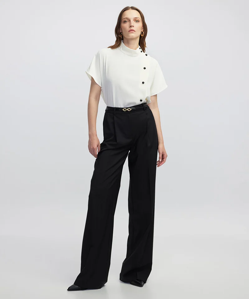 Ipekyol High-Neck Blouse with Contrast Buttons