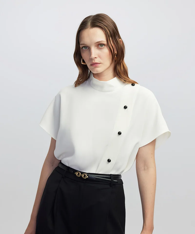 Ipekyol High-Neck Blouse with Contrast Buttons