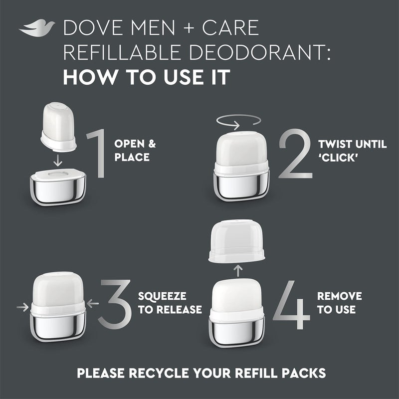 Dove Men+Care مجموعة مزيل العرق القابلة لإعادة التعبئة من دوف للرجال + العناية 0% ألمنيوم لمسة نظيفة خالية من الألمنيوم 1.13 أونصة - Image 5