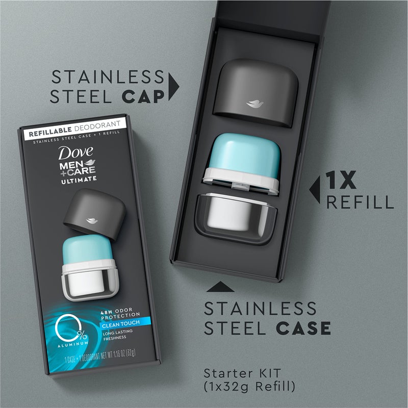 Dove Men+Care مجموعة مزيل العرق القابلة لإعادة التعبئة من دوف للرجال + العناية 0% ألمنيوم لمسة نظيفة خالية من الألمنيوم 1.13 أونصة - Image 2
