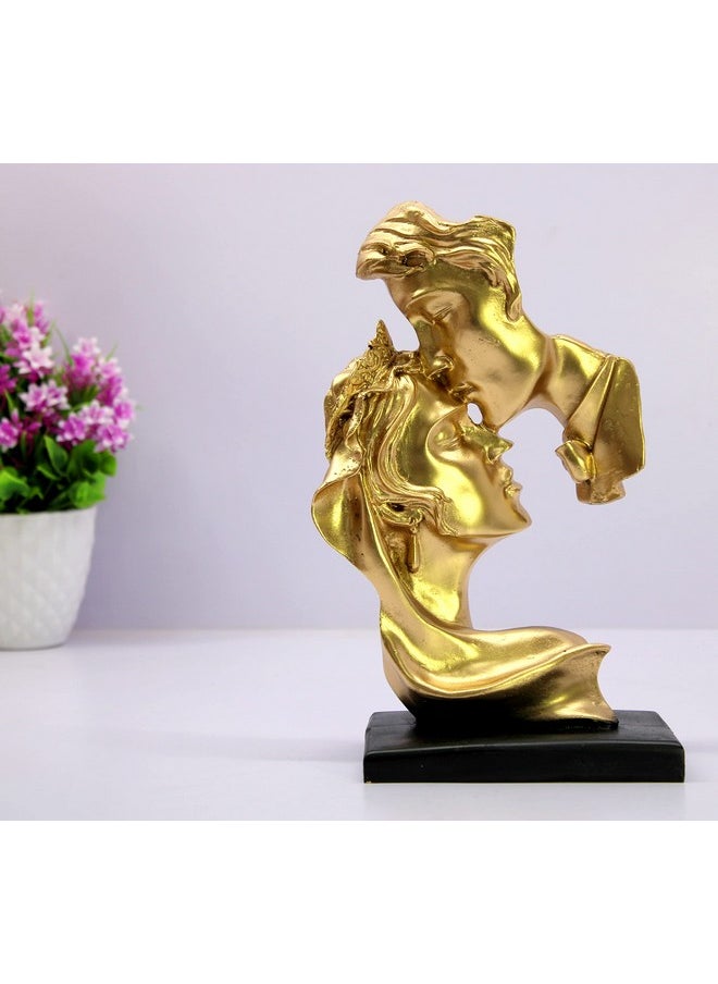 ESPLANADE ESPLANADE Love Couple Face Adventure Showpiece Statue Sculpture Figure For Home Decor Valentine Day Gift | Resin- 10" Inches (Golden)  - Image 4