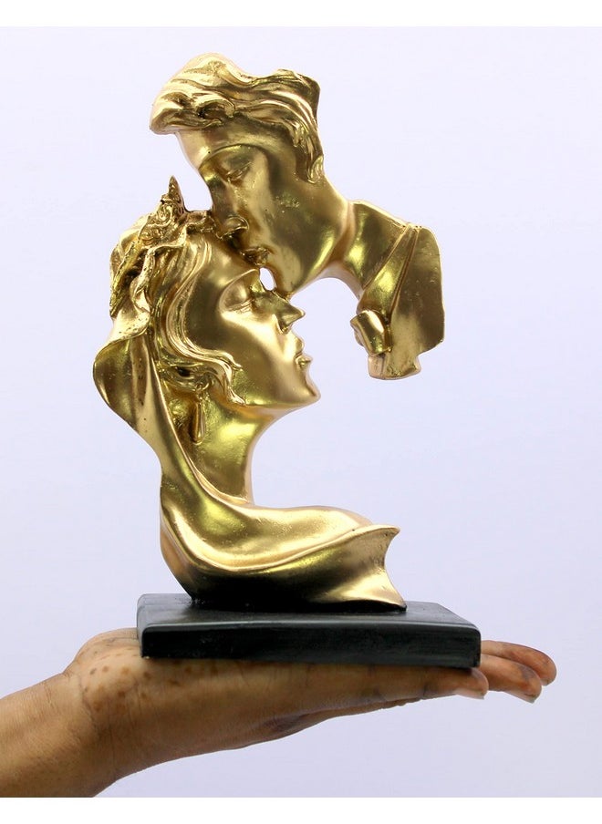 ESPLANADE ESPLANADE Love Couple Face Adventure Showpiece Statue Sculpture Figure For Home Decor Valentine Day Gift | Resin- 10" Inches (Golden)  - Image 5