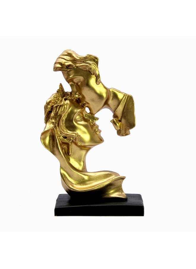 ESPLANADE ESPLANADE Love Couple Face Adventure Showpiece Statue Sculpture Figure For Home Decor Valentine Day Gift | Resin- 10" Inches (Golden)  - Image 1