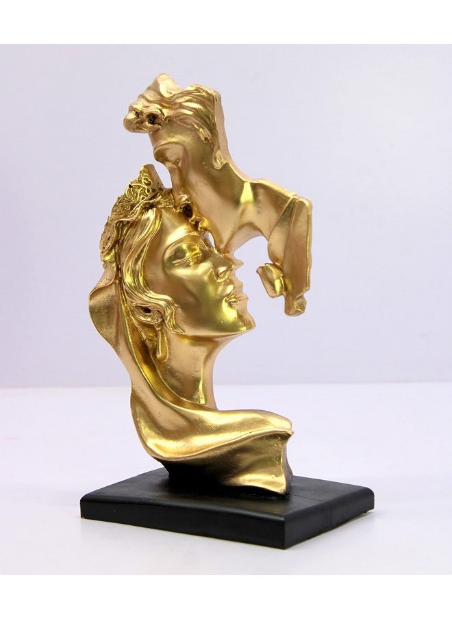 ESPLANADE ESPLANADE Love Couple Face Adventure Showpiece Statue Sculpture Figure For Home Decor Valentine Day Gift | Resin- 10" Inches (Golden)  - Image 3