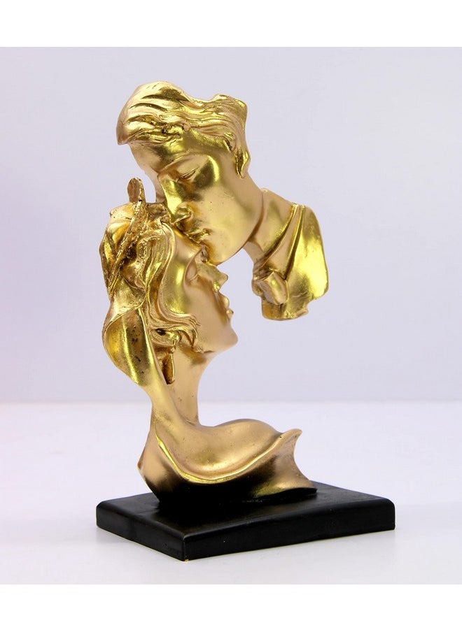 ESPLANADE ESPLANADE Love Couple Face Adventure Showpiece Statue Sculpture Figure For Home Decor Valentine Day Gift | Resin- 10" Inches (Golden)  - Image 2