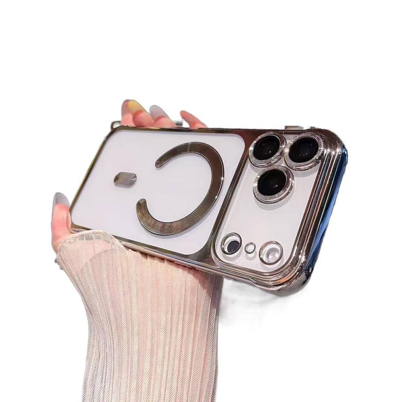 PC MagSafe Case for iPhone 13 with Shockproof and Drop Protection plus Shockproof plus Strong Magnetic plus Frameless Design in Silver - Image 1