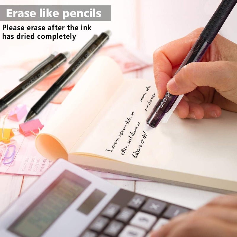 Lineon Erasable Gel Pens, 15 Pack Black Retractable Erasable Pens Clicker, Fine Point, Make Mistakes Disappear, Black Inks for Writing Planner and Crossword Puzzles… - Image 4
