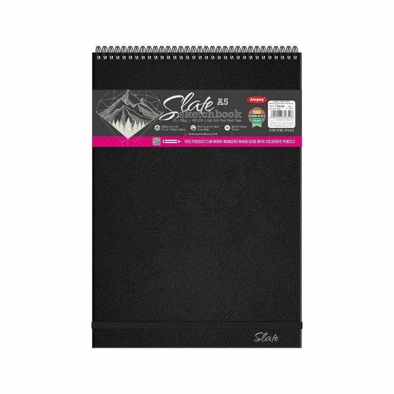 Anupam Paper Sketcho A5 Black Pages Sketch Book 80 Pages, 180 GSM, Watercolor - Image 5