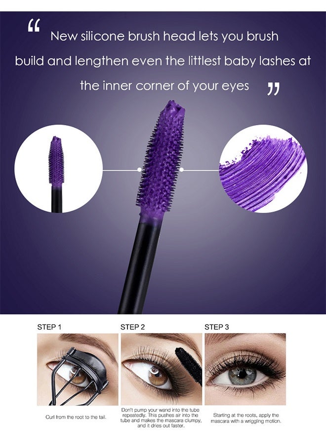 ماكس فاين ماسكارا ألياف الرموش الكبيرة 5D الكبيرة للغاية ملحقات الرموش المصنوعة من الألياف ماسكارا ملونة طويلة الأمد دلالة على التلطخ غير متكتل التجعيد الضخم الماسكارا لإطالة الرموش الساحرة الأرجواني # 05 - Image 4