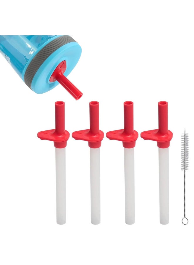 Cross Border Zak Cup Straw Replacement Piece 15 Oz Water Bottle Replacement Straw Silicone Bite Straw Replacement Tube-Color:[gray] 4 Straws + 1 Straw Brush  - Image 1