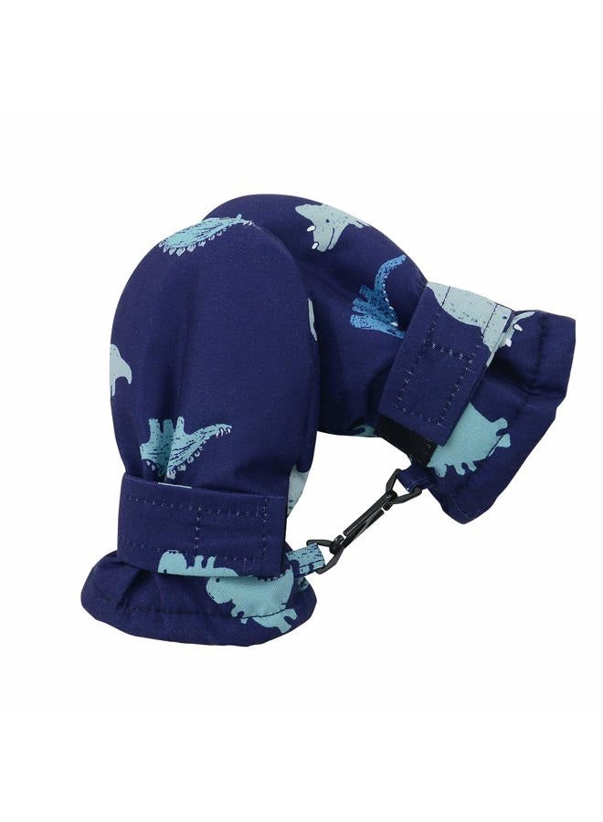 American Trends Lined Fleece Toddler Mittens Kids Winter Warm Gloves Child Ski Gloves Waterproof Snow Baby Mitten for Boys Girls, Deep Blue, S (Fits 6-18 Months) No Thumb - Image 2