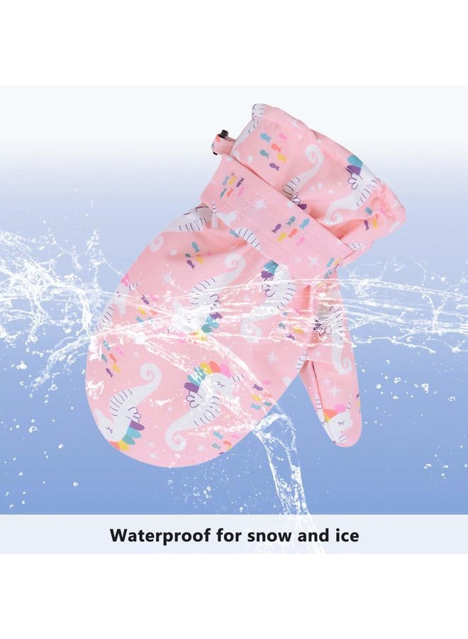 American Trends Lined Fleece Toddler Mittens Kids Winter Warm Gloves Child Ski Gloves Waterproof Snow Baby Mitten for Boys Girls, Deep Blue, S (Fits 6-18 Months) No Thumb - Image 4