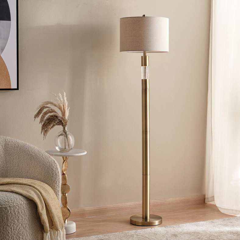 Pan Home Brass Floor Lamp with Rotary Switch - Image 1