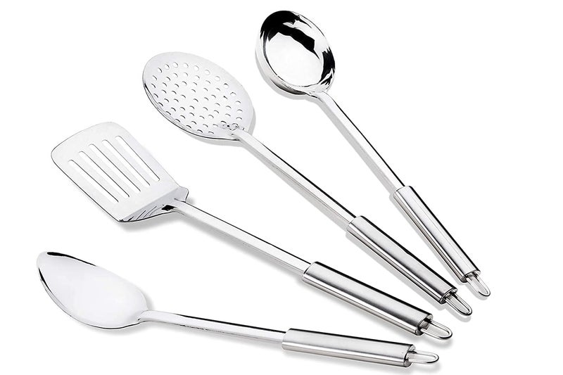 Rollyware Stainless Steel Kitchen Tools Set Heavy Duty Food Grade Steel Heat Resistant Kitchen Accessories for Cooking Suitable for Kitchen Dining Table Barbeque Set of 10 Pieces - Image 3