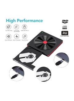 ماركة غير محددة محرك DVD خارجي USB 3.0 نوع-C، محرك حارق أقراص مدمجة محمول، محرك DVD +/-RW مشغل DVD USB 3.0، محرك أقراص CD DVD RW لجميع أنواع أجهزة الكمبيوتر المحمولة والمكتبية ويندوز 11/10/8/7/XP، آبل ماك بوك، نظام ماك OS، لينكس  - Image 3