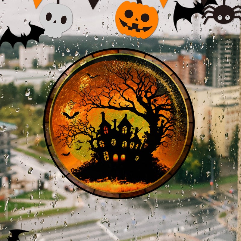 Jd124-129 Halloween Pvc Static Glass Stickers No Glue Removable Holiday Party Decoration Window Stickers - Image 3