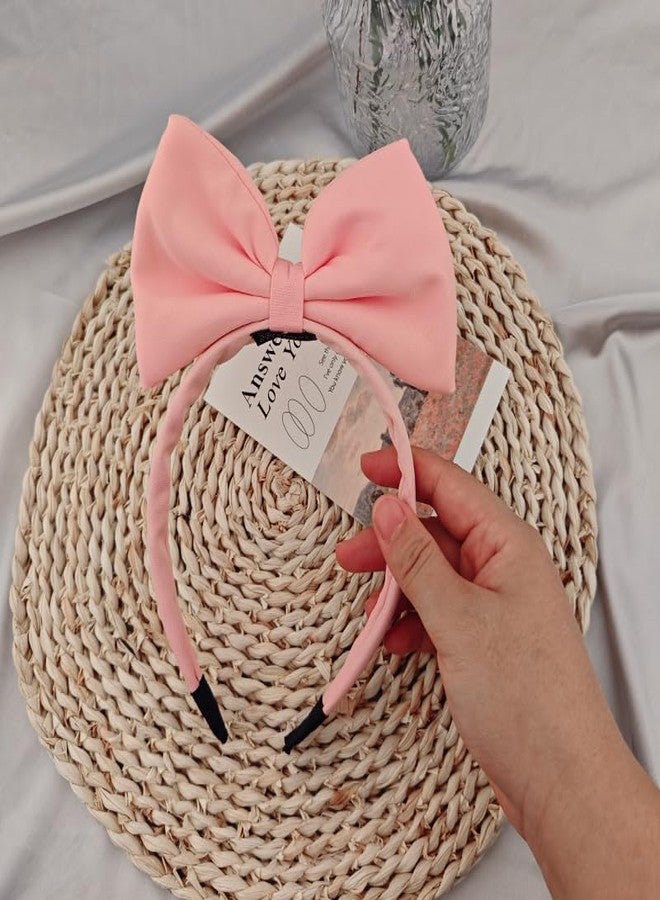 yaozeio Big Pink Bow Headband Hairband for Women Girls Halloween Christmas Hair Accessories Bowknot Headband Headdress Headwear Pink Hair Hoops Band Christmas Halloween Party Costume for Women Girls - Image 4