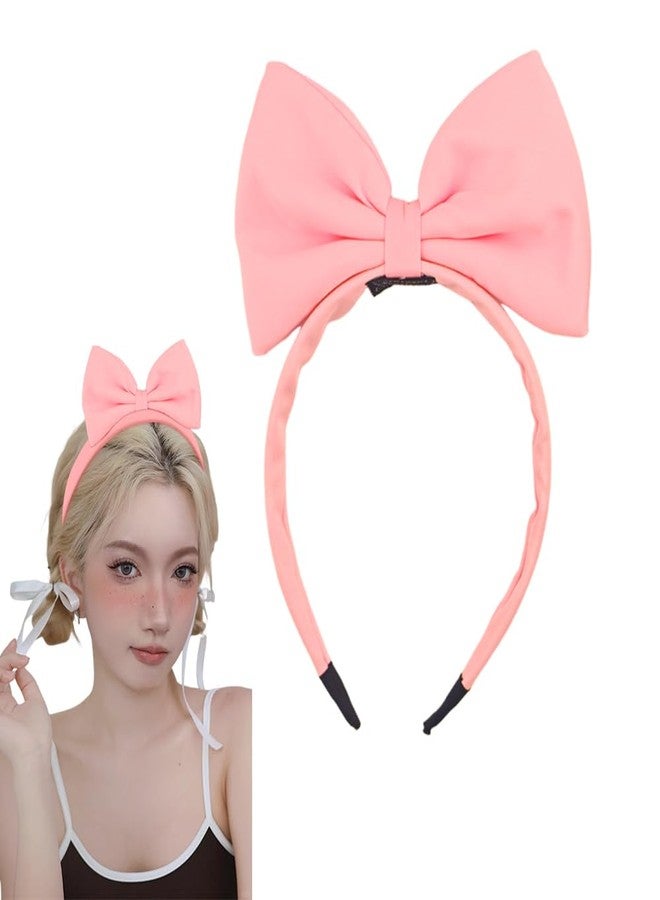 yaozeio Big Pink Bow Headband Hairband for Women Girls Halloween Christmas Hair Accessories Bowknot Headband Headdress Headwear Pink Hair Hoops Band Christmas Halloween Party Costume for Women Girls - Image 1