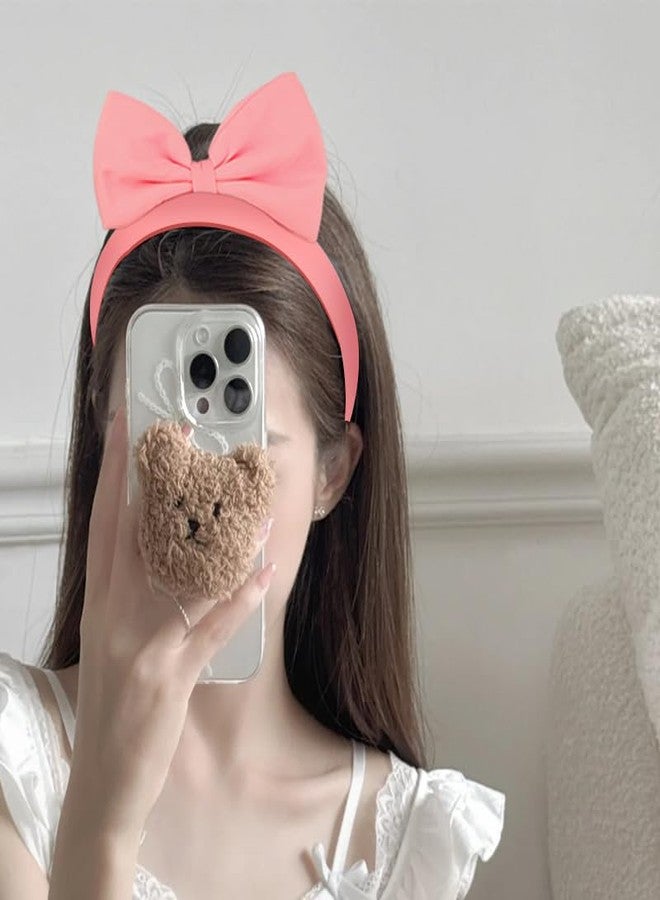 yaozeio Big Pink Bow Headband Hairband for Women Girls Halloween Christmas Hair Accessories Bowknot Headband Headdress Headwear Pink Hair Hoops Band Christmas Halloween Party Costume for Women Girls - Image 3