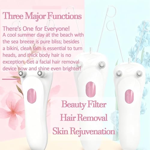 yuyte Ladies Facial Hair Remover Electric Women's Beauty Epilator, Cordless Electric Facial Threading Hair Removal for Women, Rechargeable Face Hair Remover Cotton Thread Epilator Body Hair Removal Device - Image 4
